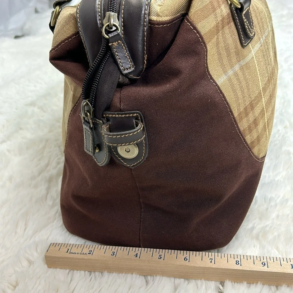 Eddie Bauer Classic Vintage Plaid Traveler Bag Luggage  Leather Trim & H…